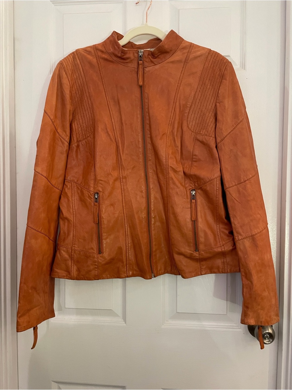 Danier Women’s XL Leather Moto Jacket - Rust Orange